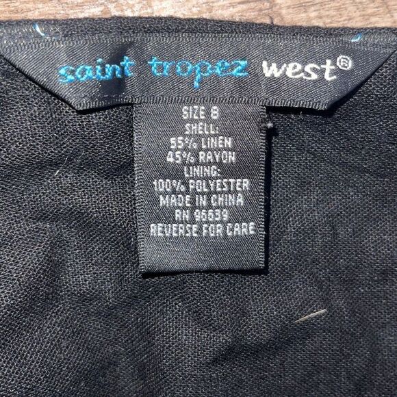 Saint Tropez West Womens Embroidered Lined Linen Blend Flare Skirt Black‎ Size 8 - Picture 8 of 10